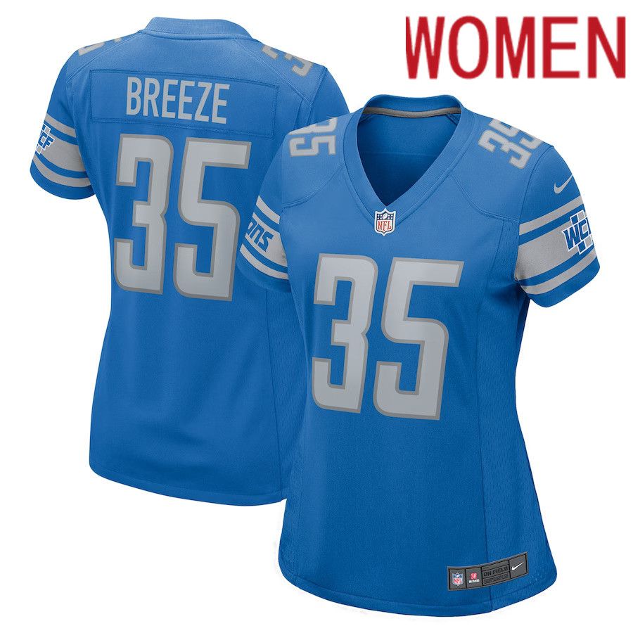 Women Detroit Lions #35 Brady Breeze Nike Blue Home Game Player NFL Jersey